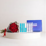 Game Guru Acrylic Connect Four Turquoise-White & Red Roses Bouquet