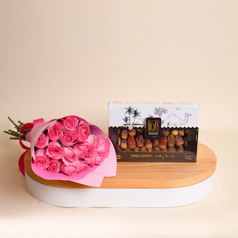 Zadna Dates & 15 Pink Roses