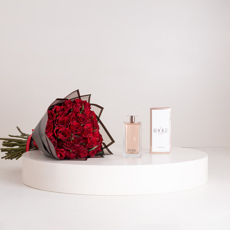 Lancôme Idôle Eau de Toilette for Women 100ml & Red Roses Bouquet