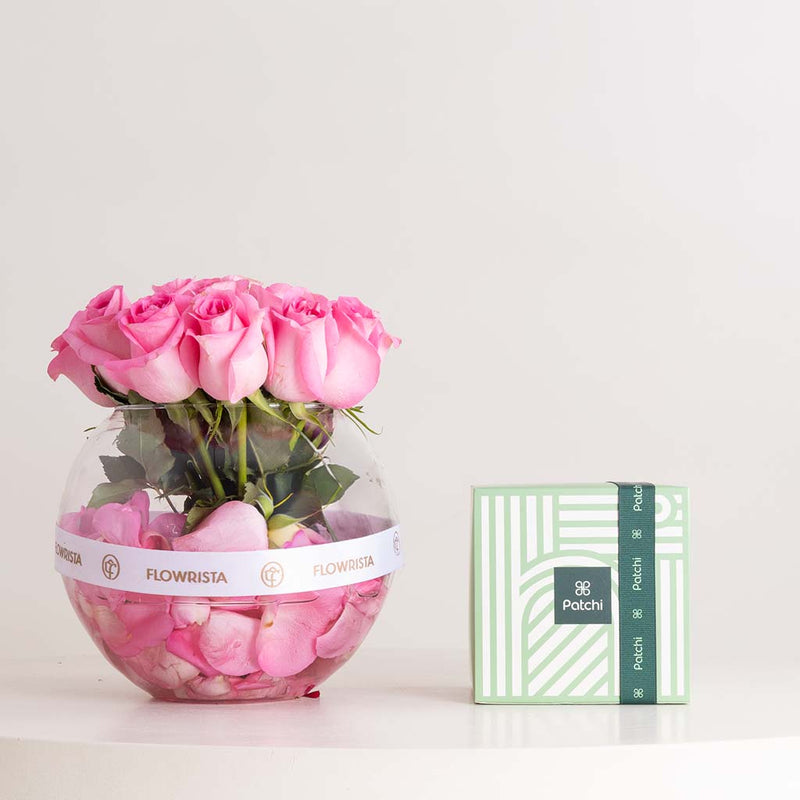 Patchi Chocolates 250g & Revival Roses Vase