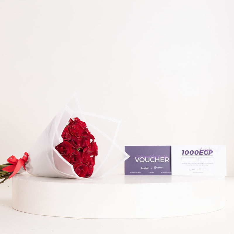 Derma Club Clinics Voucher & 15 Red Roses Bouquet