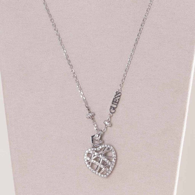 GUESS Stainless Steel Heart Caged Necklace & Red Roses Bouquet