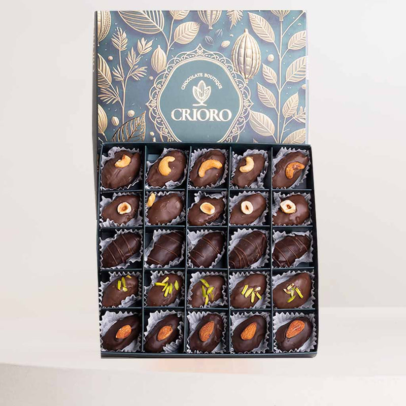 Crioro Premium Stuffed Medjool Dates - 25-Piece & Revival Roses Bouquet