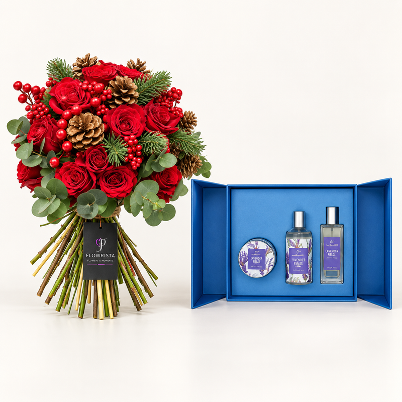 Demure Iris Gift Set + Christmas Bouquet