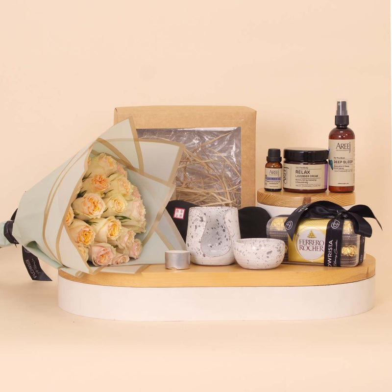 Areej Luxury Relaxation Gift Set with Roses & Chocolates