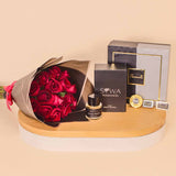 Passionelle Premium Chocolate Box with 15 Red Roses and Siwa Layering Pistachio 50ml