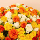 Flowrista Bouquet of 100 White, Orange & Yellow Roses