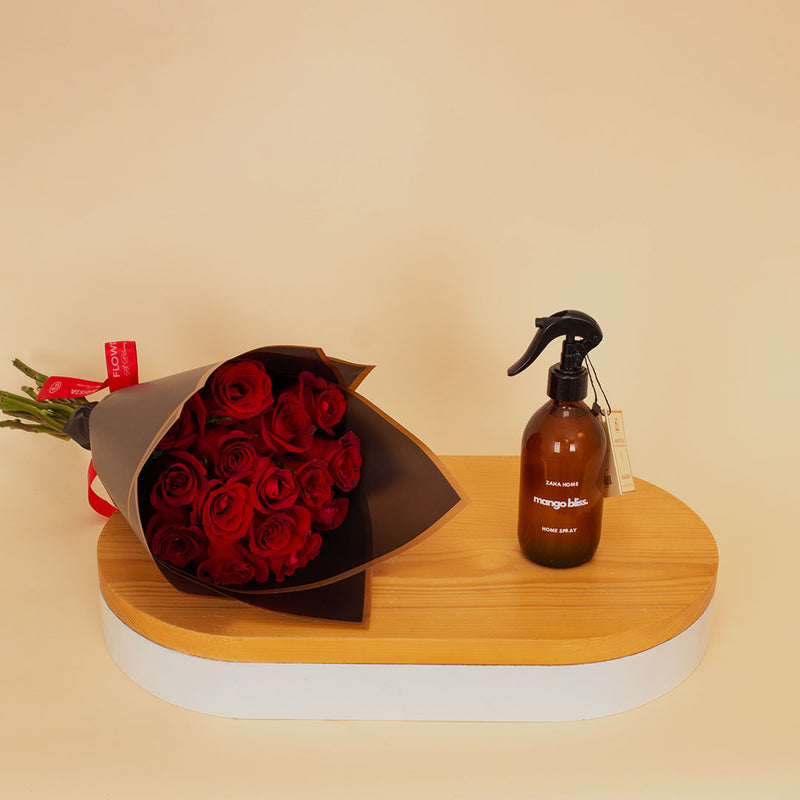 Zaha Home Mango Bliss Home Spray & 15 Red Roses