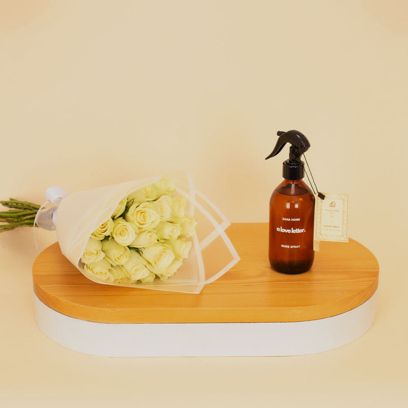 Zaha Home A Love Letter Home Spray & 15 White Roses
