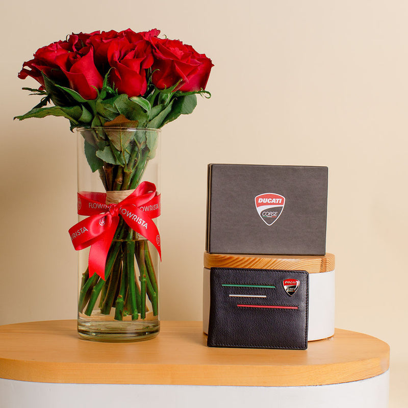 Ducati Corse Wallets DTLGW2200201 | Red Rose Vase 15 Roses