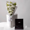 Markiz Rhodium Opal Necklace & 10 White Chrysanthemum Bouquet