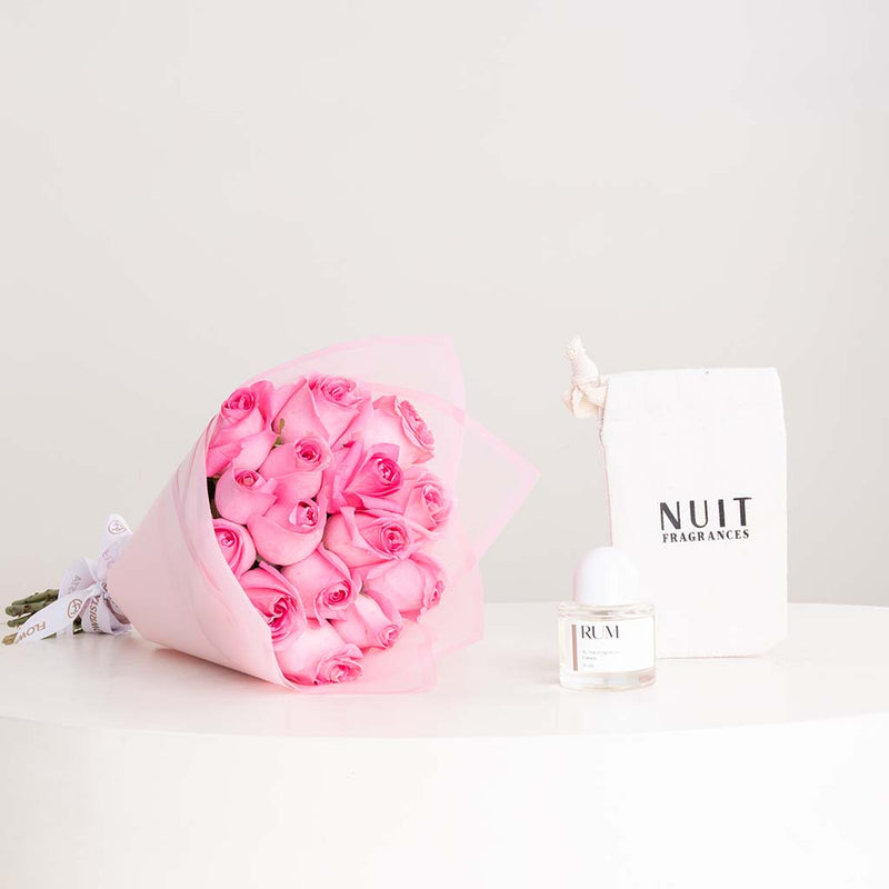 Nuit Fragrances Rum 50ml & Pink Roses Bouquet