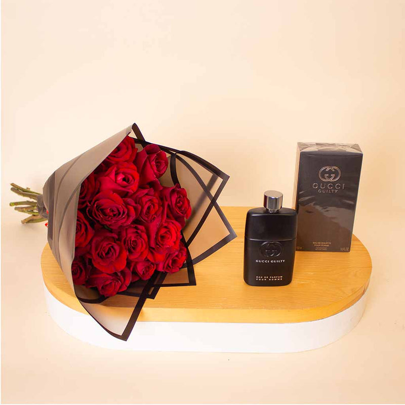 Gucci Guilty For Him Eau de Parfum 150ml & Red Roses Bouquet