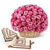 Mango Geometric Printed Foulard with Flowrista 100 Purple Roses Basket