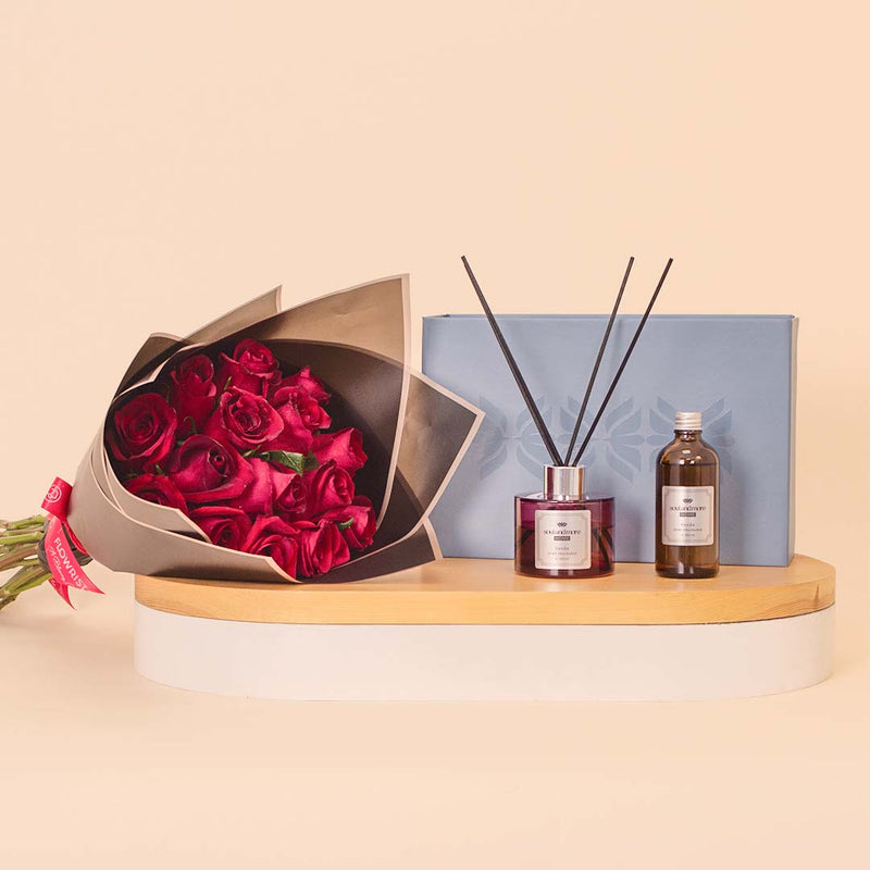 Soul & More Verde Diffuser & Red Roses