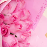 Alamki Bella Fuchsia Bag & MUSC Oud Musc Perfume with Pink Roses Bouquet