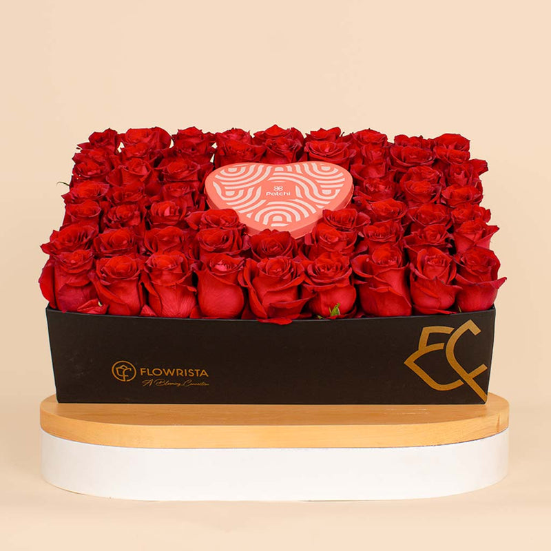 Patchi Tin Box of 22 Pieces | 55 Red Roses