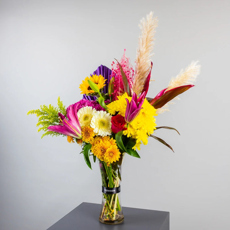 Roses, Lilies, Gerbera & Sunflower Vase
