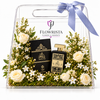 Ashek Al Oud 100ml Perfume with Fresh White Roses in a Clear Gift Bag