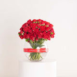 Red Baby Roses Vase - 30 Stems
