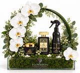 Ashek Al Oud Perfume, Bakhour & Air Freshener Gift Set with White Orchid Wreath