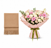 Mango Fringed Edge Scarf with Flowrista Whispers of Grace Bouquet