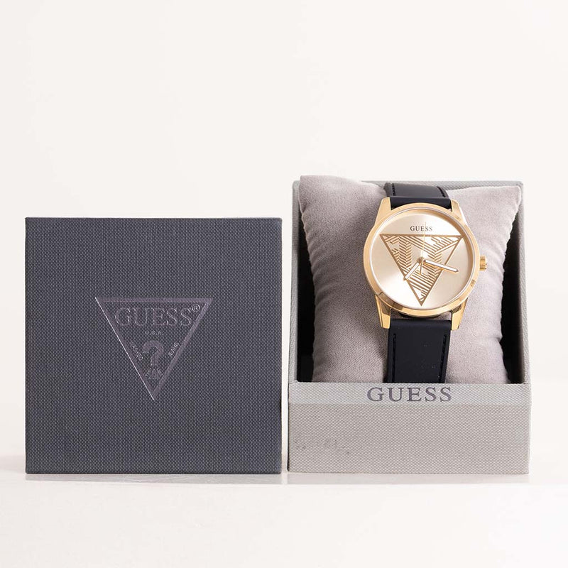 GUESS Mens Black & Gold Tone Multi-Function Watch & Red Roses Bouquet