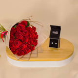 Markiz Heart Earring & 20 Red Roses