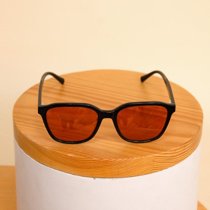 Sedrak Sunglass | Black Frame with Orange Lenses