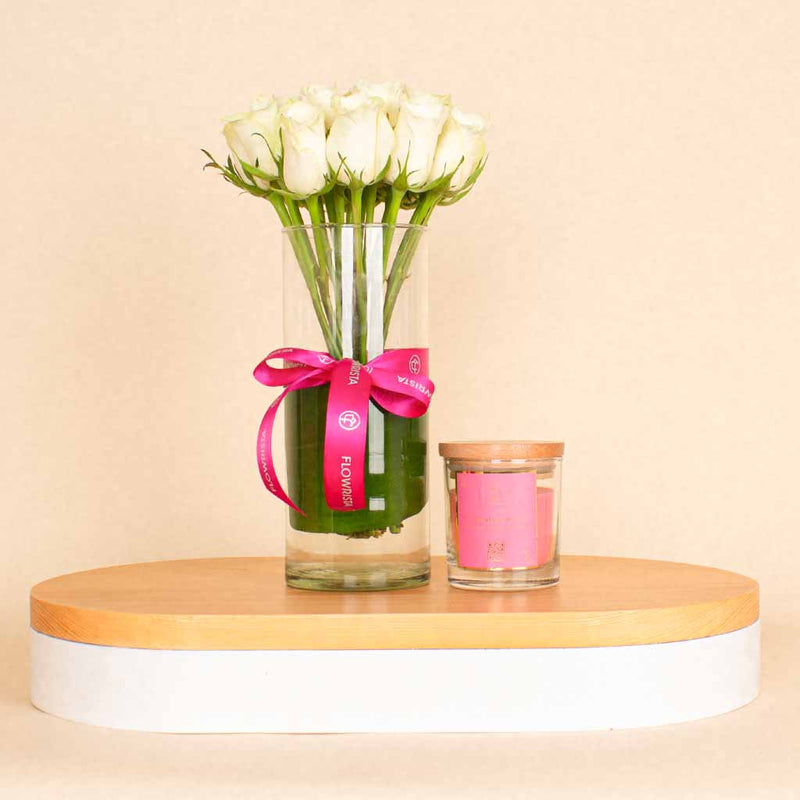 White Musk and Vanilla Candles| 15 White Flower Vase