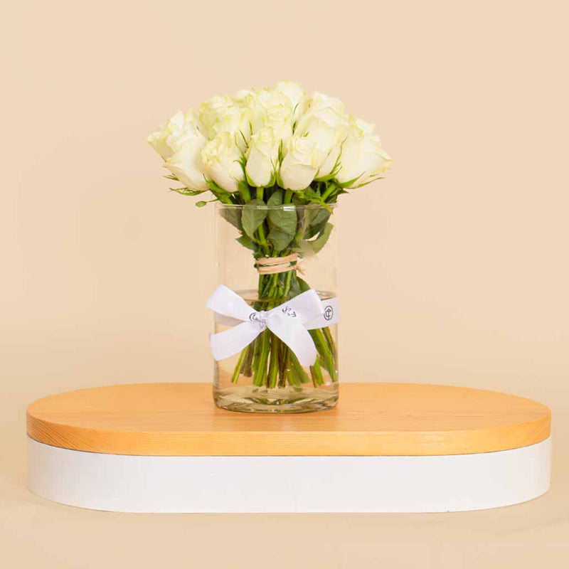 White Roses Vase