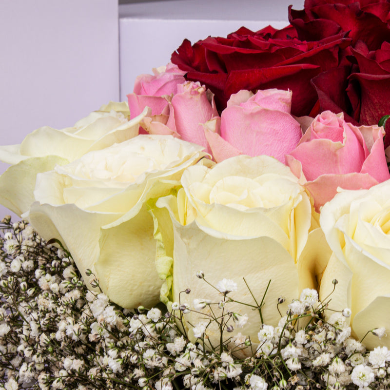 Flowrista Box with Red, Pink & White Roses