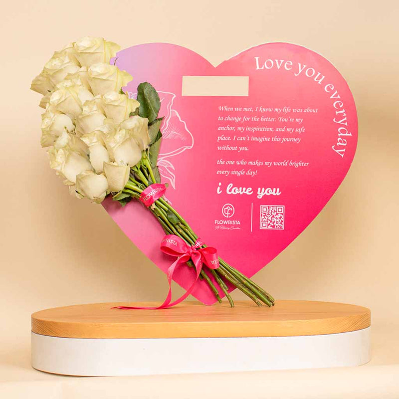 Pure Heart | 15 White Flowers