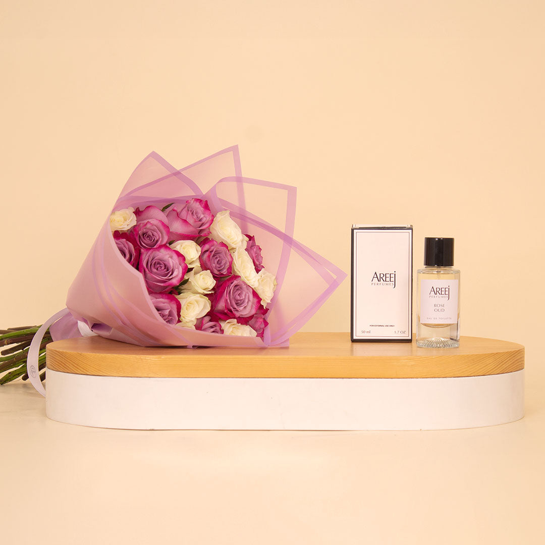 Areej Rose Oud with Mix Roses Bouquet