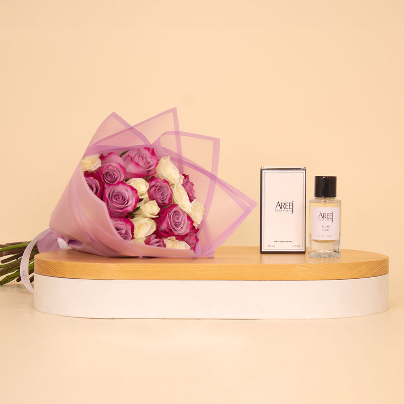 Areej Rose Oud with Mix Roses Bouquet