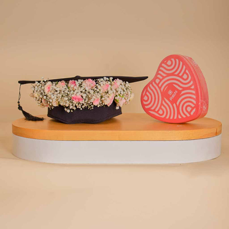 Floral Graduation Cap with Patchi Chocolates