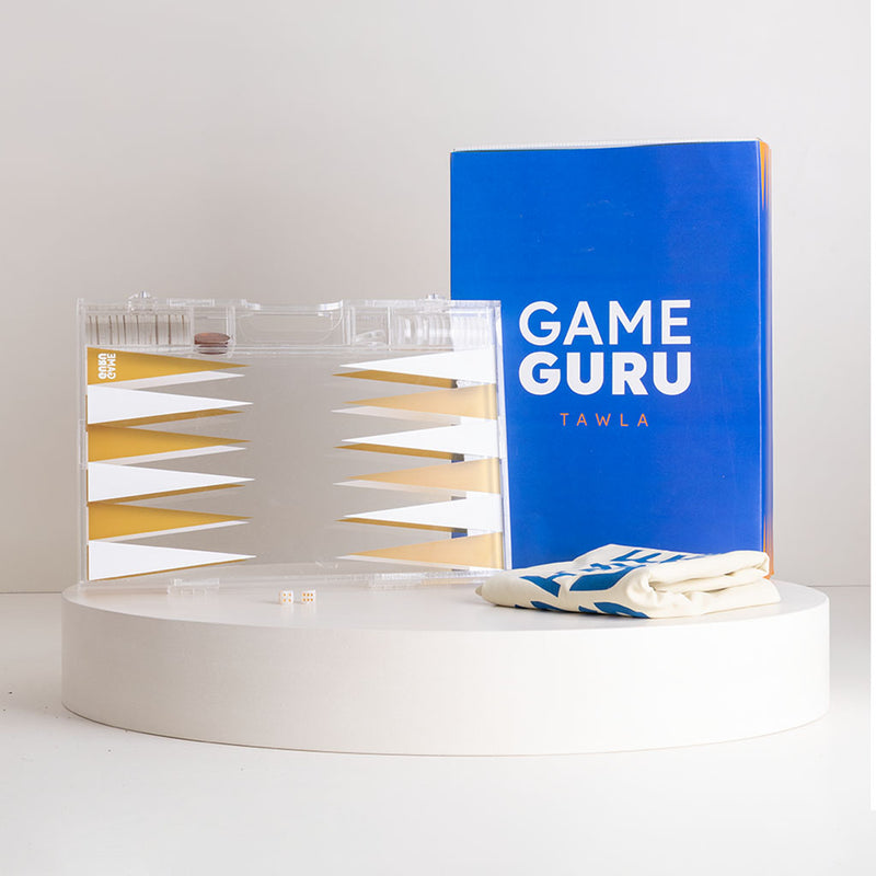 Game Guru White & Gold Acrylic Tawla Set & Red Roses Bouquet