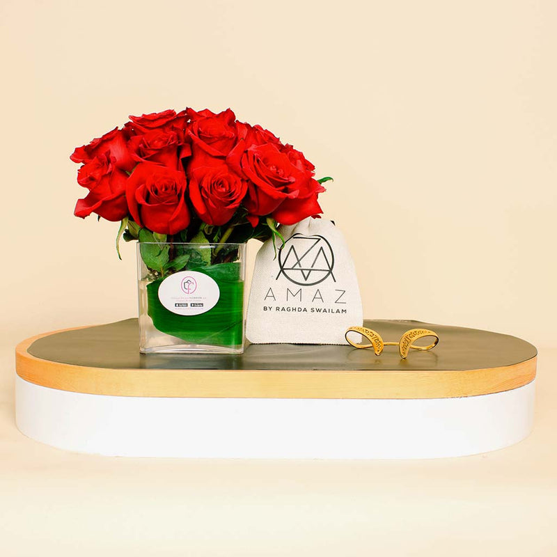 Amaz Bracelet Gladiator Band Cuff And Vase Red Roses