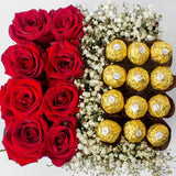 Red Roses with Ferrero Box
