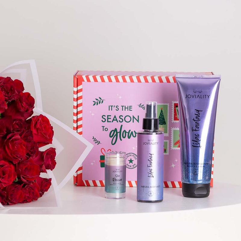 Joviality Lilac Glow Collection & Red Roses Bouquet