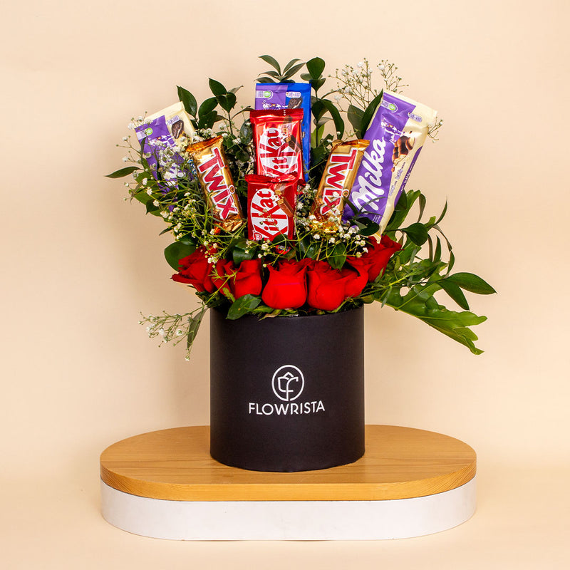 Red Roses with Chocolate Box