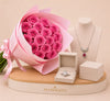 Silvara Ruby Necklace & Diamond Ring & Pink Roses Bouquet