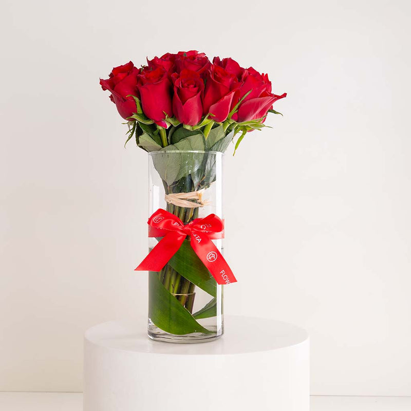 Red Roses Vase - 20 Stems