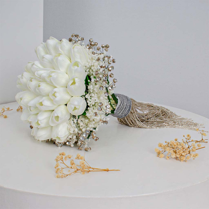 White Tulips Wedding Bouquet