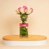 Elegant Bloom Vase | 20 White and Pink Flowers