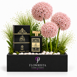 Ashek Al Oud 100ml Perfume with Artificial Pink Allium Flower Arrangement