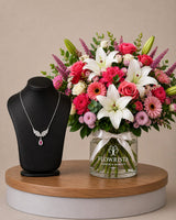 Silvara Angel Wing Necklace & Grand Mixed Flower Flowrista Vase