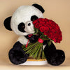 Teddy Bear with 100 Red Roses