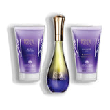 Rannat Killela skincare product set with cream, shower gel, and perfume on a white background