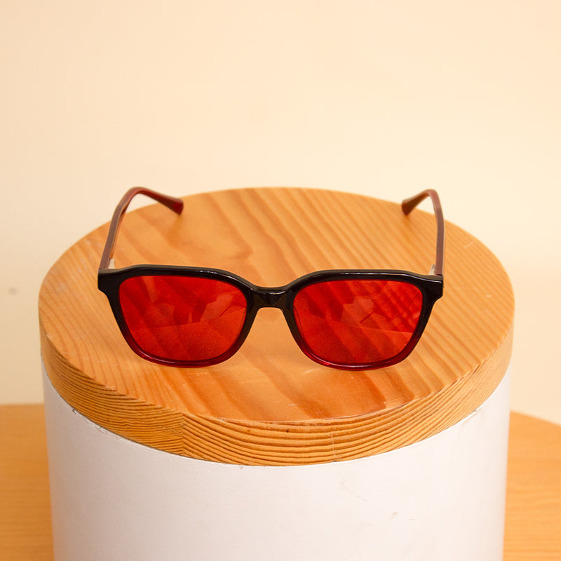 Sedrak Sunglass | Black Frame with Red Lenses